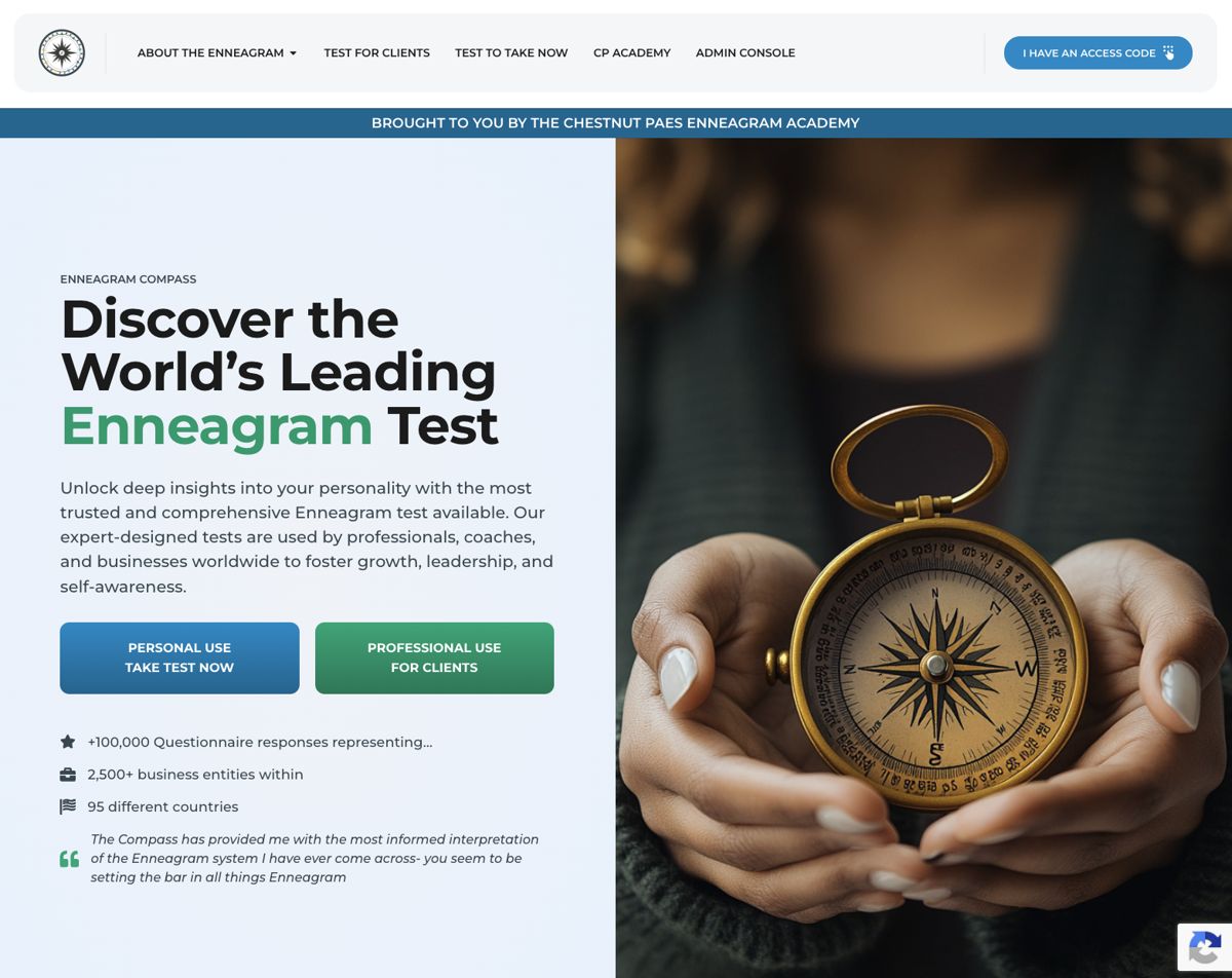 Enneagram Compass homepage, opens the live site